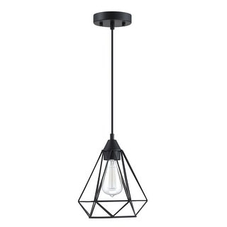 1-Light Lantern Chandelier with Black Diamond-shaped Metal Outer Cage ...