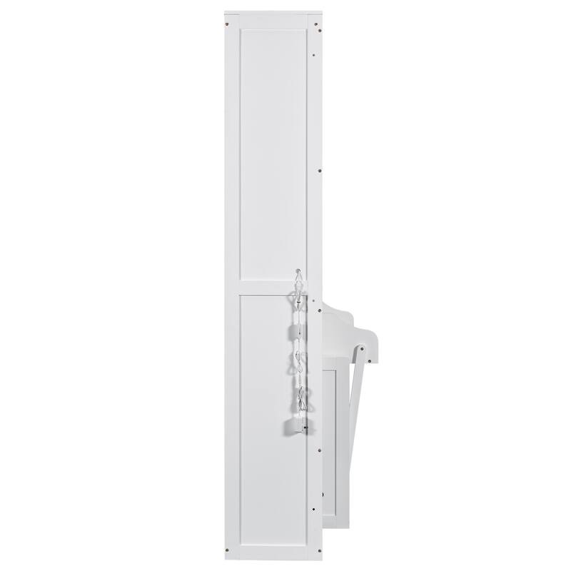 Queen Size Folding Platform Bed with Shelves, Cabinets, Drawers, and LED Lighting