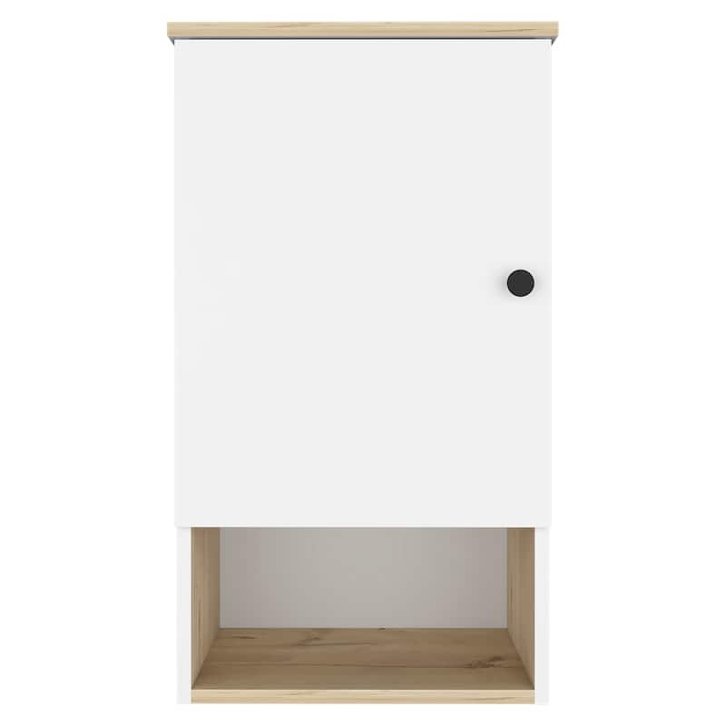 Medicine Cabinet with One Door, One Open Shelf, and Two Internal Shelves, Soft-Close Hinges, Engineered Wood
