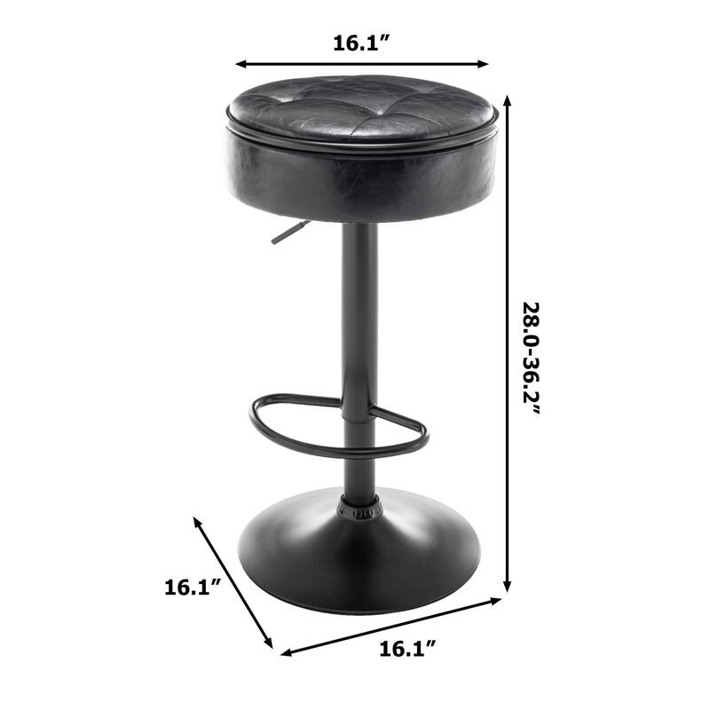 Set of 2 Faux Leather Height Adjustable Counter Height Swivel Barstool