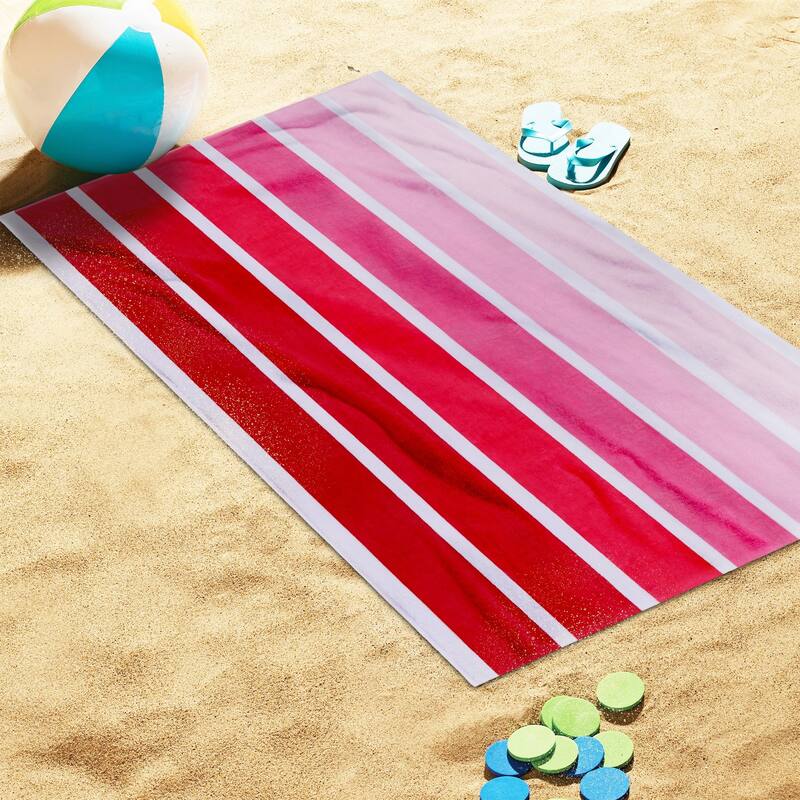 Superior Faded Stripes Cotton Velour Quick-Dry Oversized Beach Towel