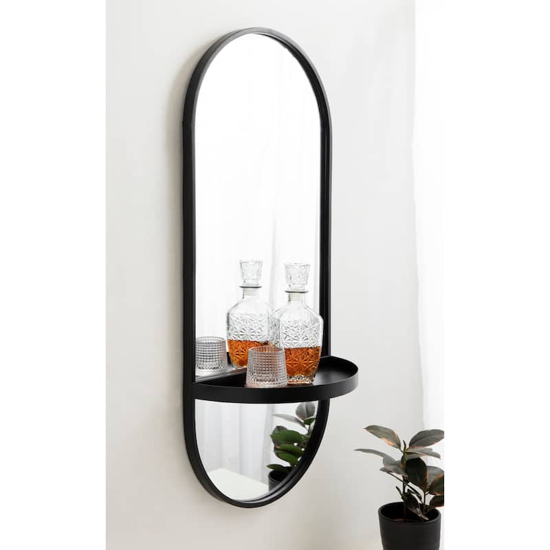 Kate and Laurel Estero Metal Oval Wall Mirror with Shelf