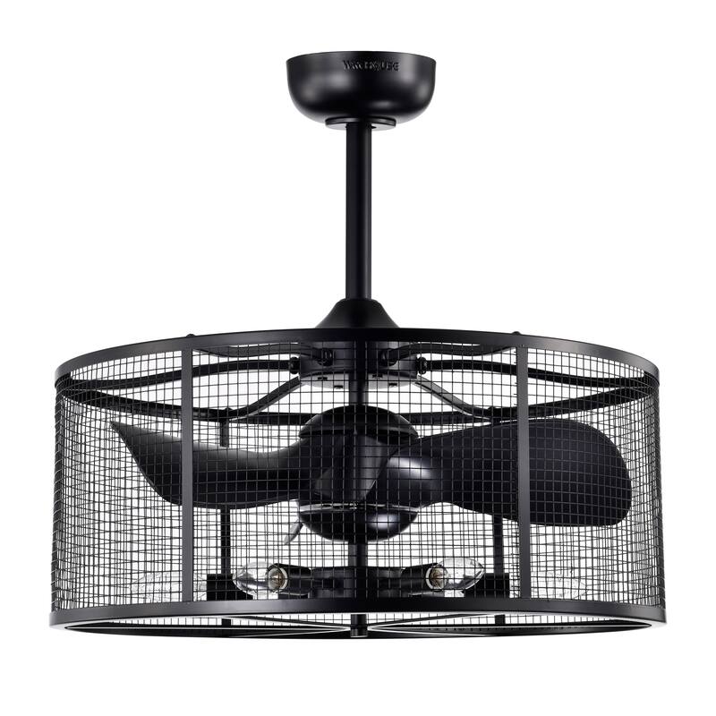 Anlo 23 Inch Matte Black 6-Light 3-Blades Ceiling Fandelier with Remote