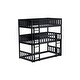 preview thumbnail 10 of 11, Twin Triple Bunk Bed Black Detachable Bunk Floor Bed Frame w/ Guardrails, Can Be Converted into 3 Individual Twin Beds for Kids
