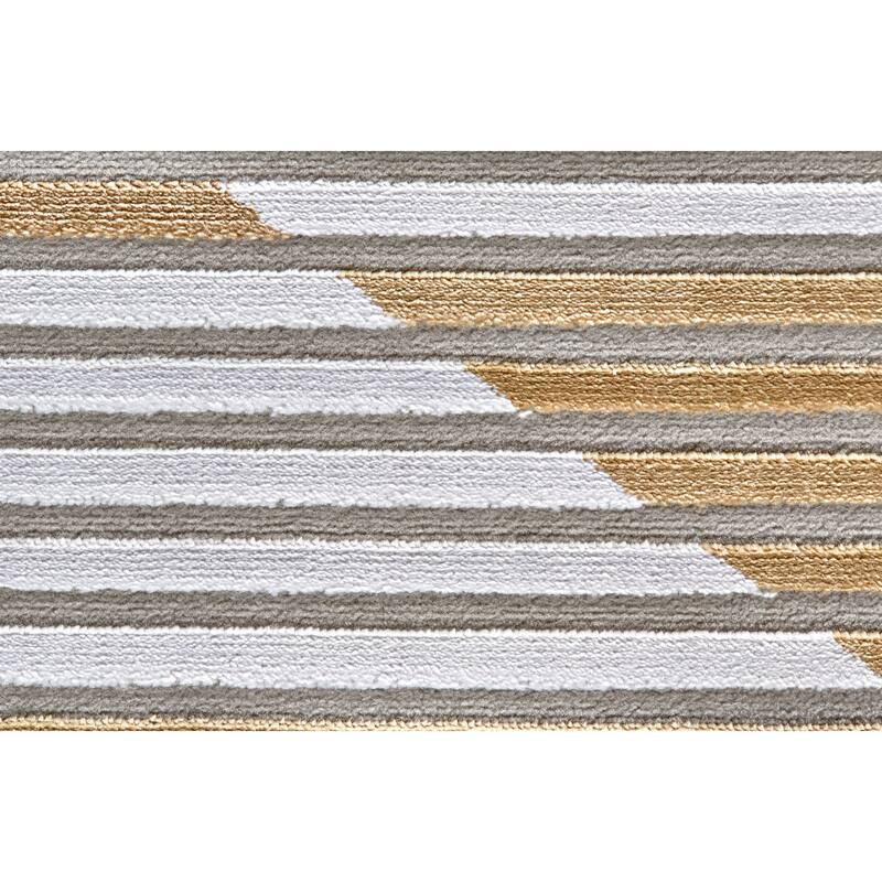 Crowford Sunburst High-Low Rug, Gold/White, Area Rug