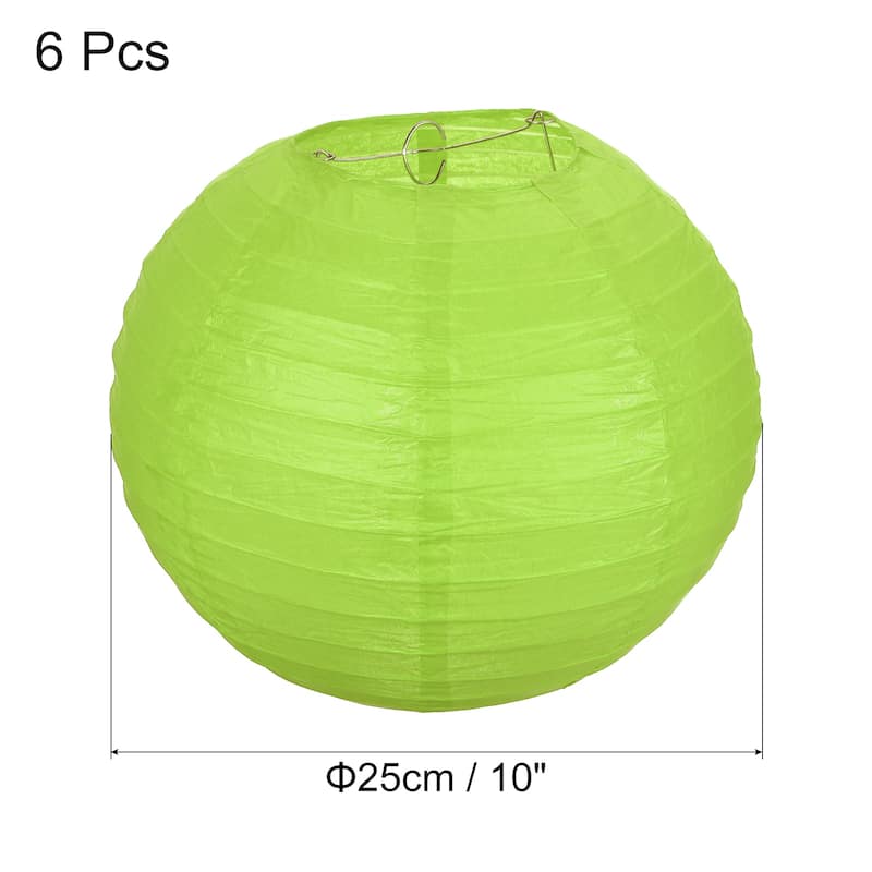 6pcs 10 Inch Folding Hanging Paper Lanterns for Wedding Home Party - Green