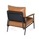 preview thumbnail 5 of 9, Mid-Century Modern Accent Chair with Upholstery, Padded High Backrest, Metal Frame and faux leather wrapped Armrests