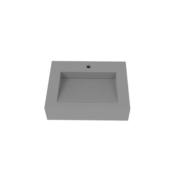 Pyramid Solid Surface Wall-Mounted Bathroom Sink - 24" - Grey