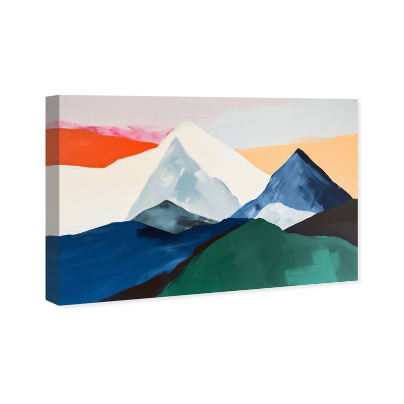 Wynwood Studio Abstract Main Colors Mountains Blue and Modern & Contemporary Wall Art Canvas Print