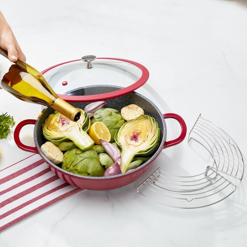 Curtis Stone 4.5-Quart Cast Aluminum Multi-Pan w/Lid & Multi-Use Rack 777-973 Refurbished