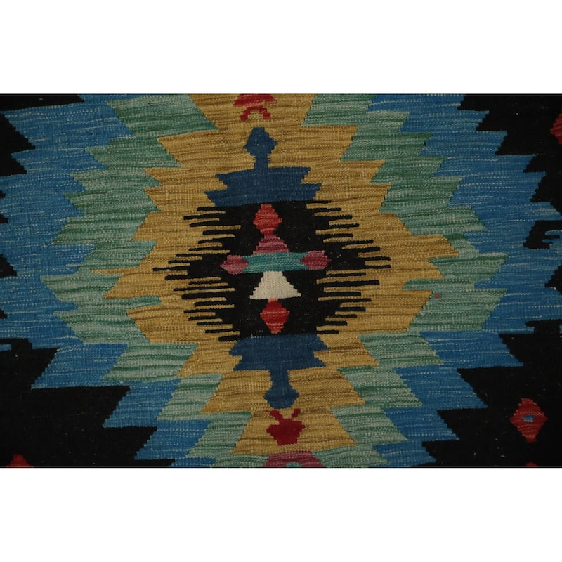 Hand Woven Oriental 100% Wool Carpet Southwestern Tribal Multi-Colored Kilim Area Rug - 8' 0'' X 5' 9''