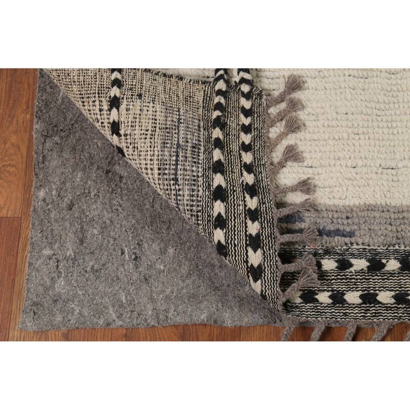 Moroccan Modern Area Rug Hand-Knotted Wool Carpet - 8'11"x 13'1"