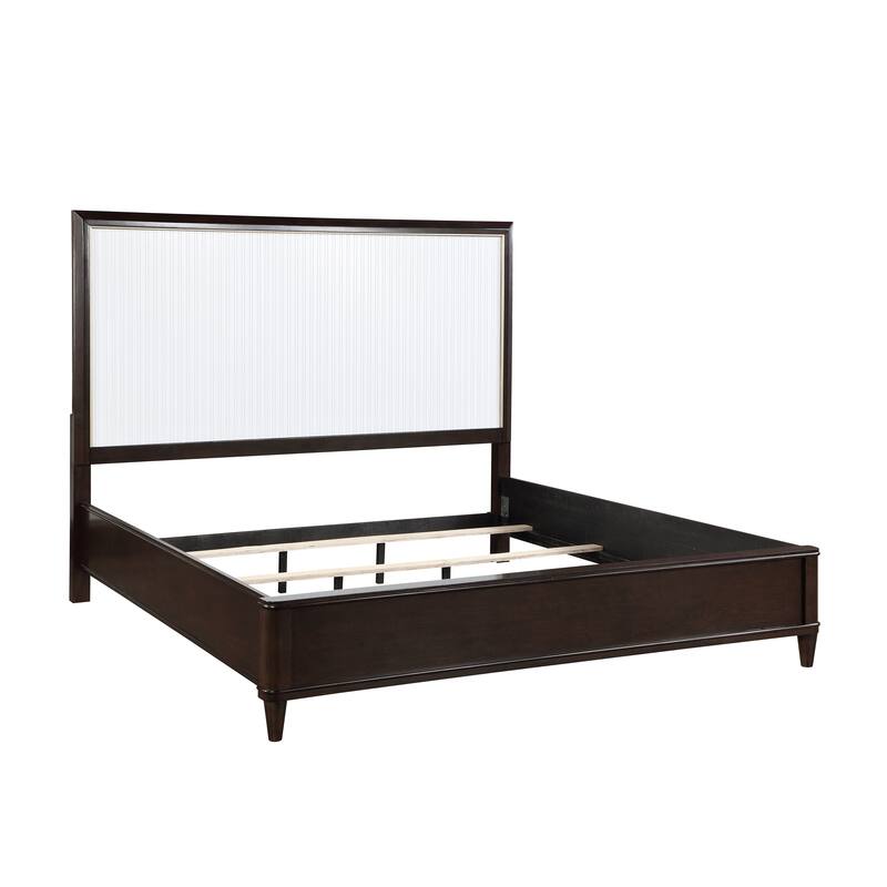White and Cherry Finish 6pc Master Bedroom Set Bed Nightstands Dresser Mirror Chest