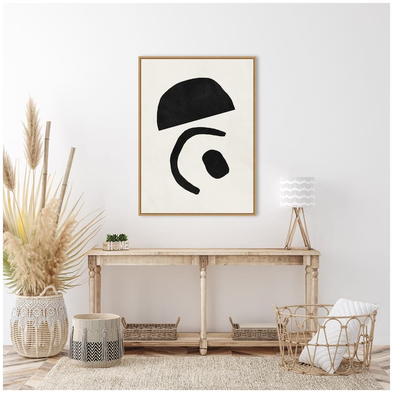 Kate and Laurel Sylvie Black Geometric Abstract 3 Framed Canvas by July Art Prints