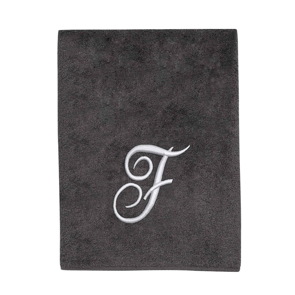 Avanti Granite with Silver Script Monogram Bath Towel Letter F - Bath Towel