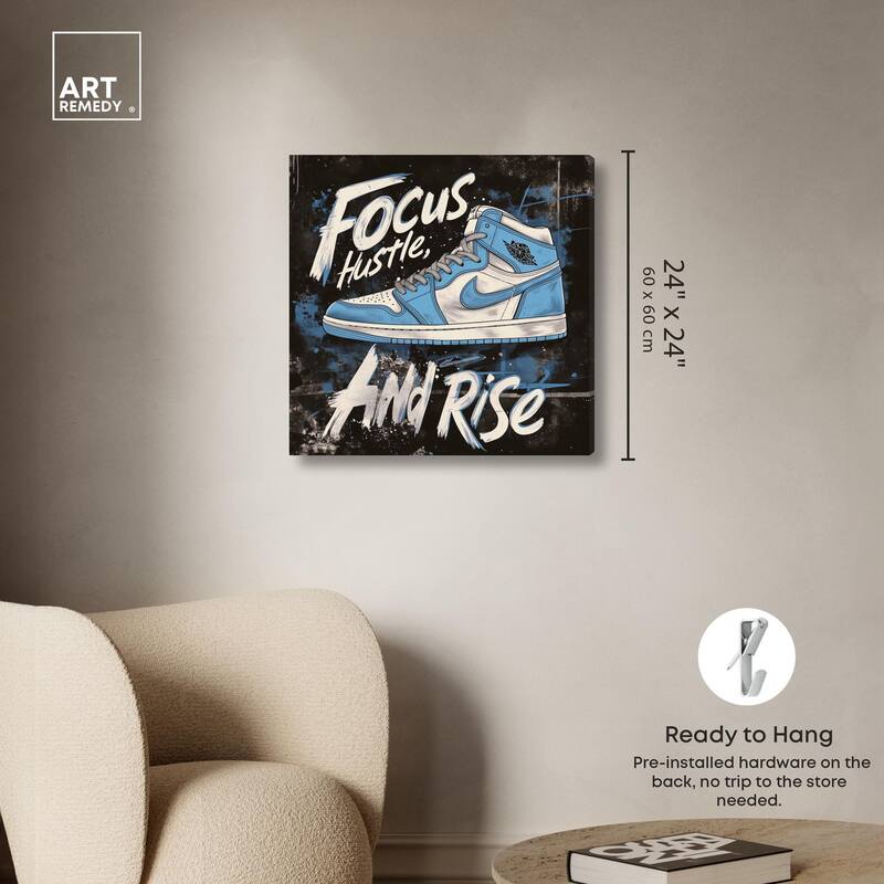 Hustle and Rise Sneaker Canvas by Art Remedy, Gallery Wrapped