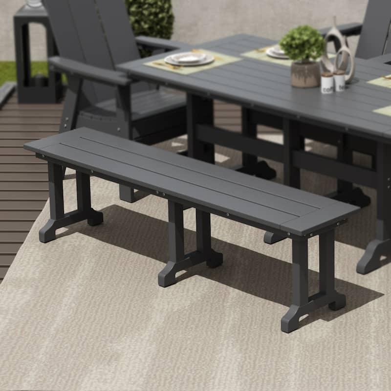 Laguna Hdpe All Weather Outdoor Patio 65" Bench - Gray