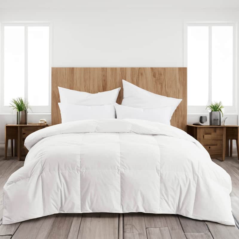 Highland Feather Summer Lightweight Airy White Goose Down Comforter - Tencel Organic Cotton Shell - Twin - 850 Loft