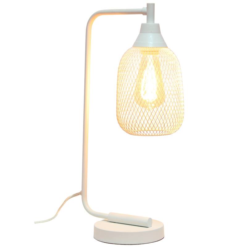 Industrial Mesh Wire Desk Lamp with Wire Shade - 19" - Matte White