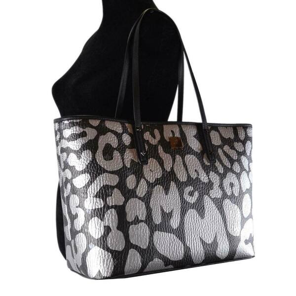 Shop Mcm Graffiti Logo Visetos Anya Large Signature Zip Shopper Purse Tote Grey On Sale Overstock 27107552