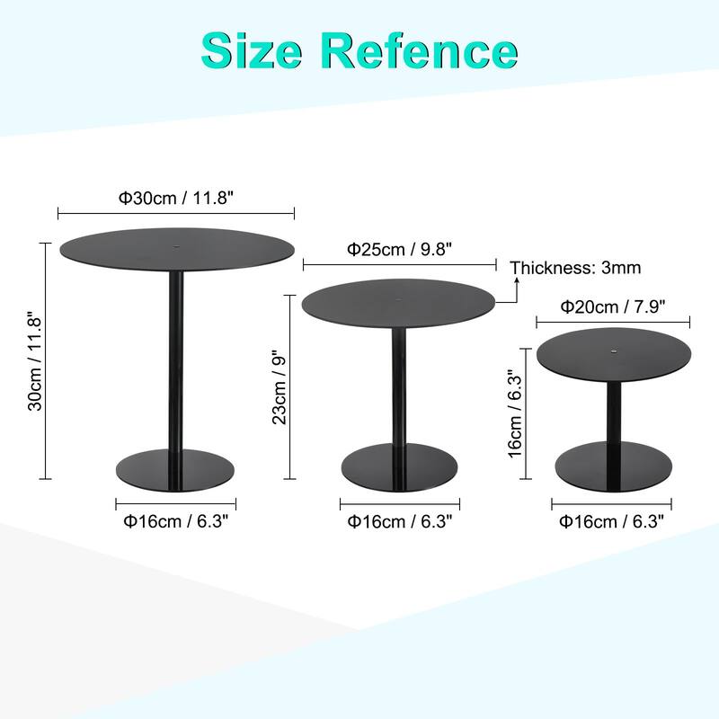 1Set Round Cake Stand Acrylic Display Rack for Cupcake Dessert Pizza, Black - Black