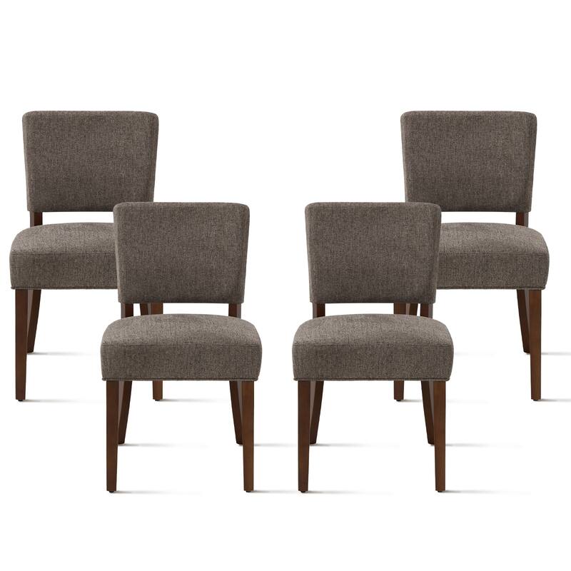 Set of 2 Modern Farmhouse Dining Chairs: Upholstered Mid-Back Chairs with Wood Legs