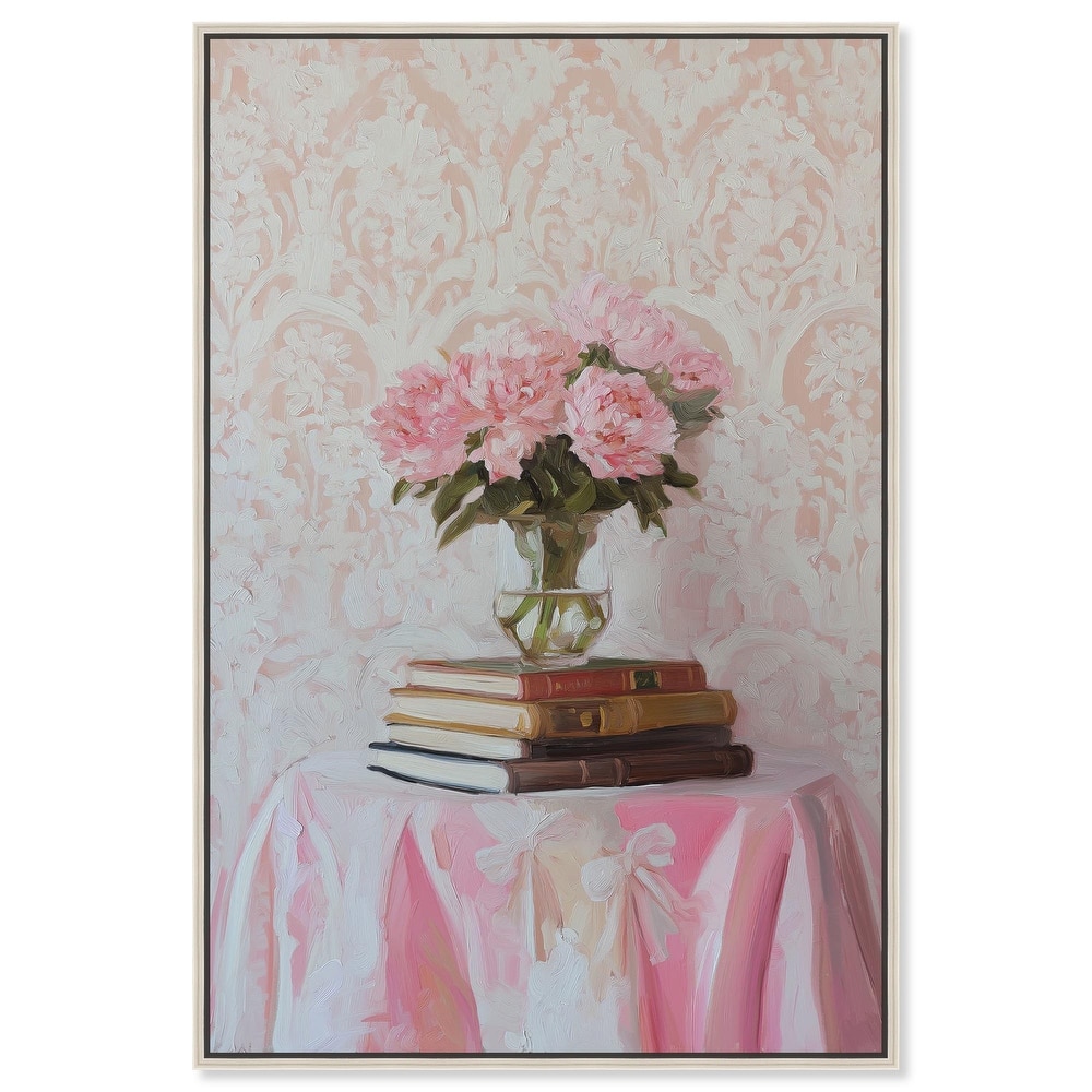 Pink Peonies on Books Canvas by Art Remedy