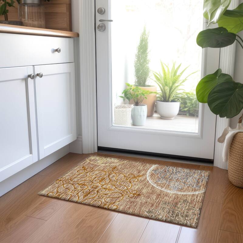 Machine Washable Indoor/ Outdoor Chantille Bold Medallions Rug