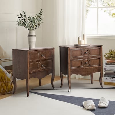Sidney Traditional 3-Drawer Nightstand with Built-In Outlets and USB by HULALA HOME