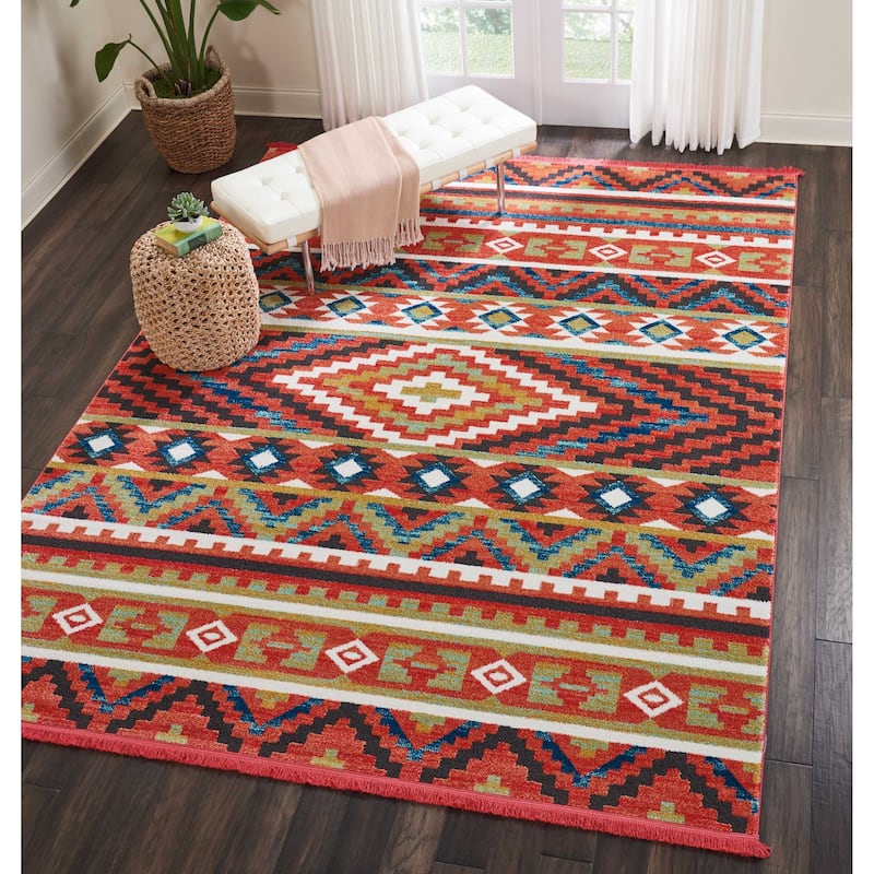 Nourison Tribal Decor Southwestern Geometric Medallion Area Rug - 9'3" x 13' - Orange - Rectangle