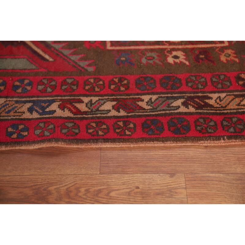 Meshkin Persian Vintage Area Rug Handmade Wool Carpet - 4'8" x 10'6"