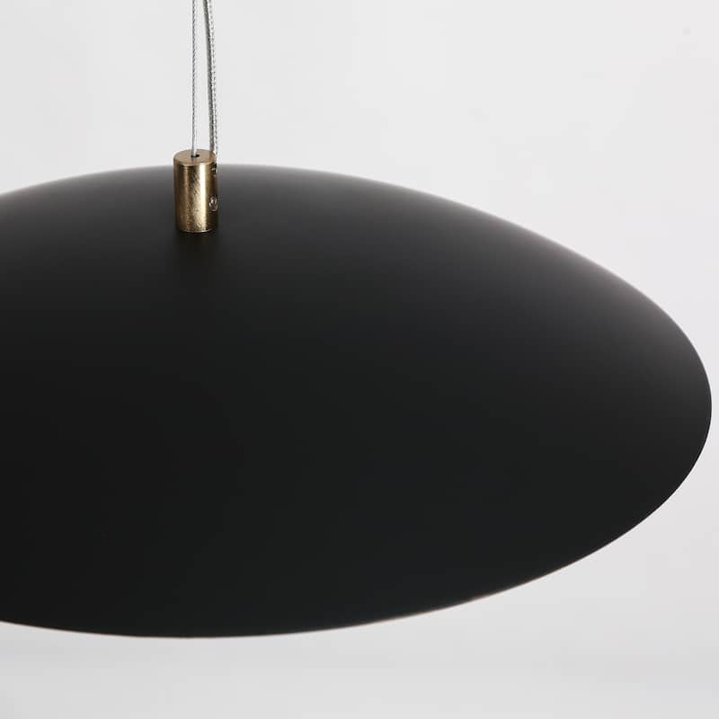 Modern LED 1-Light Crystal Pendant Light Black Gold Metal Dome Island Lights - Dia. 13.8" x H 6.3"