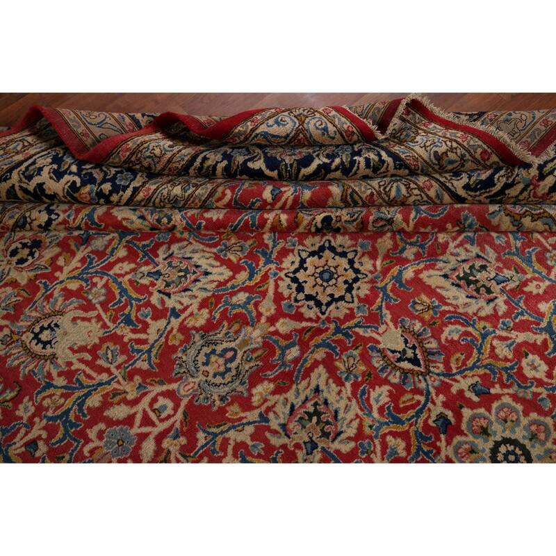 Vegetable Dye Kerman Large Vintage Persian Rug Handmade Wool Carpet - 9'9" x 13'9"