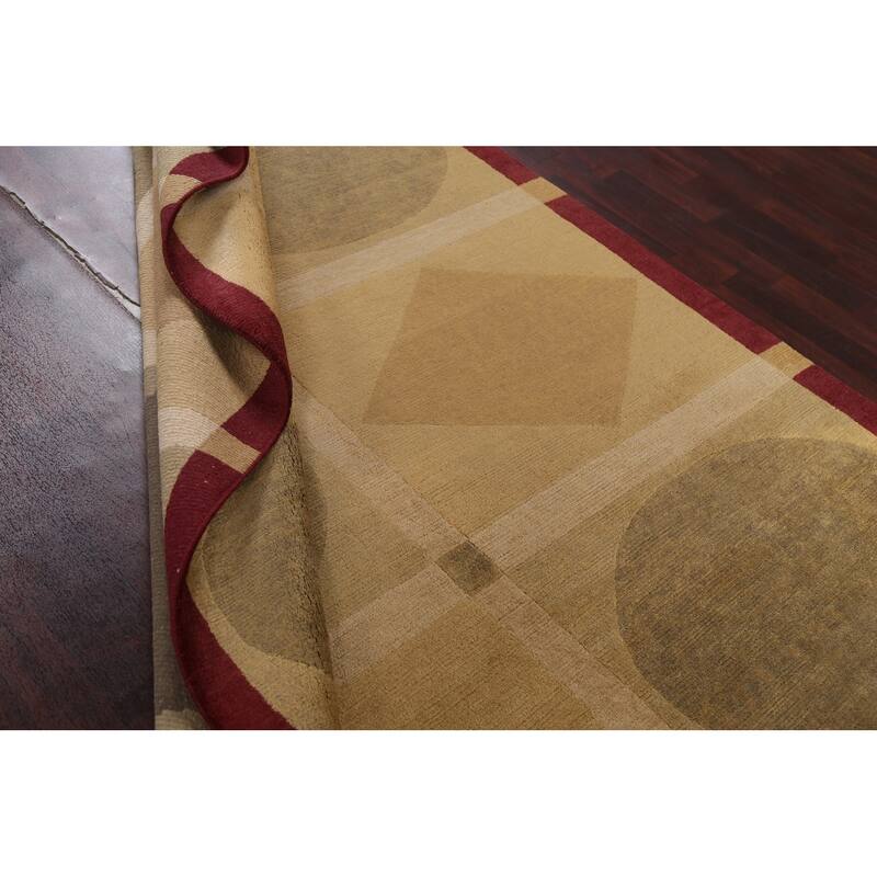 Vegetable Dye Geometric Oriental Nepalese Wool Area Rug Hand-knotted - 6'2" x 9'5"