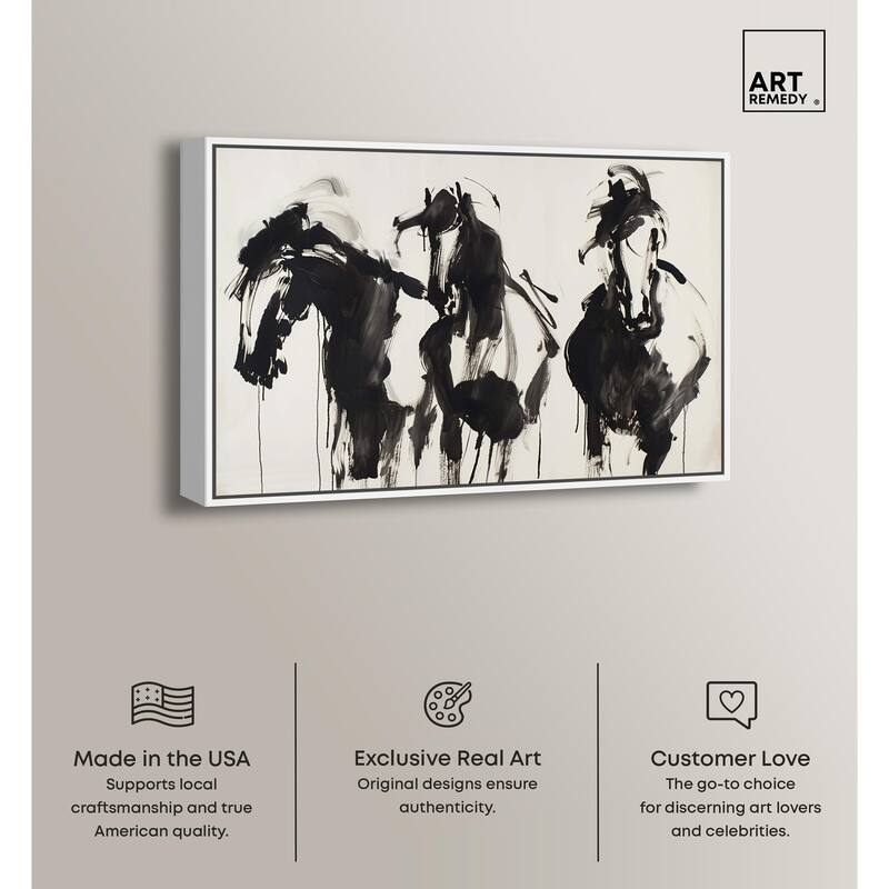Horses in Ink Canvas by Art Remedy