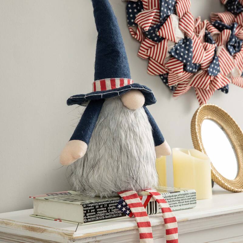 Glitzhome Christmas Hanukkah Fabric Gnome Shelf Sitter Holiday Decor