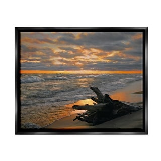 Stupell Driftwood at Sunset Framed Floater Canvas Wall Art Design by ...