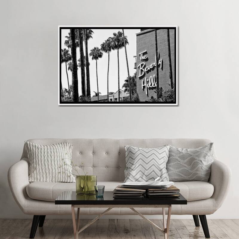 iCanvas "Black California Series - The Beverly Hills Hotel" by Philippe Hugonnard Framed Canvas Print