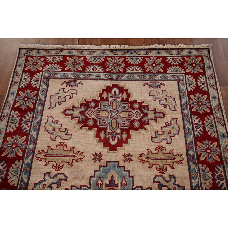 Kazak Accent Rug Hand-Knotted Wool Carpet - 3'5" x 5'4"