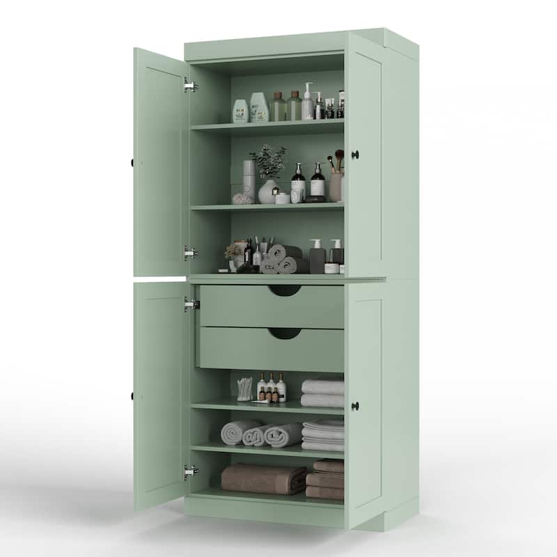 Palace Imports 100% Solid Wood 32" Bathroom Storage Cabinet with Shaker Doors, 2-Drawers and Adjustable Shelves - Sage