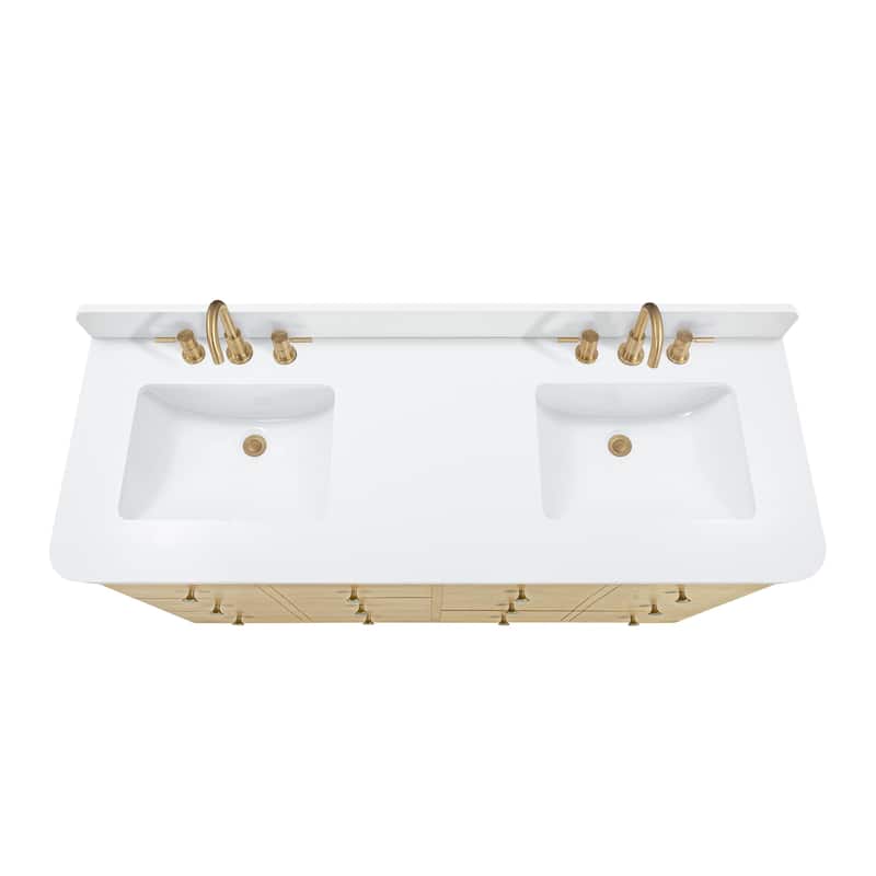 Serena Bathroom Vanity in Light Oak with White Engineered Stone Top