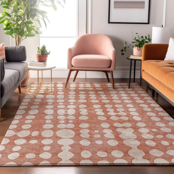 slide 2 of 7, Premium Washable Super Soft Modern Connect Mayfield Rug Salmon - 10' x 14'