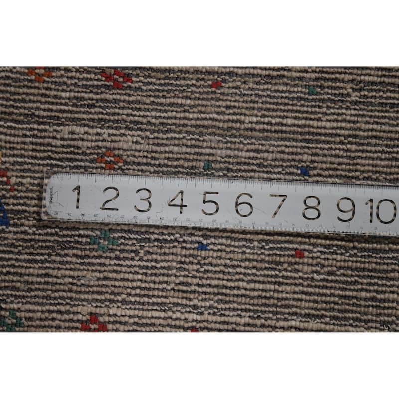 Hand Knotted Oriental 100% Wool Carpet Tribal Tribal Greys & Charcoal Gabbeh Area Rug - 9' 11'' X 8' 0''