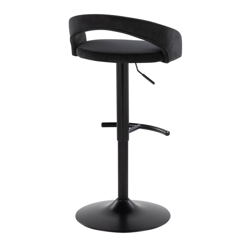 Grotto Upholstered Adjustable Barstool with Black Base