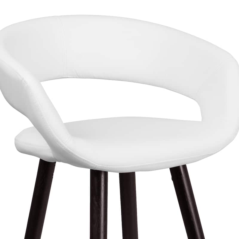 29'' High Contemporary Vinyl Rounded Back Barstool with Wood Frame - 22"W x 19"D x 39"H