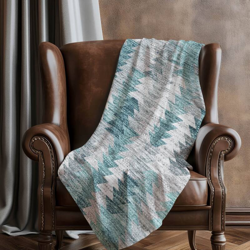 Premium Machine Washable Boho Modern Sherpa Throw Blanket