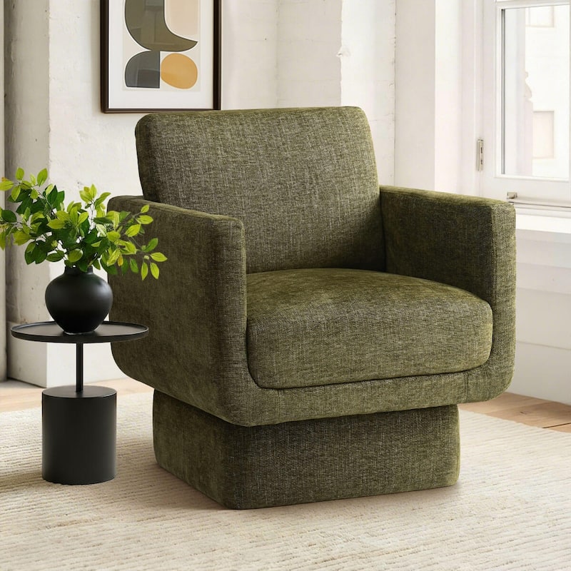 Upholstered Swivel Barrel Accent Chair
