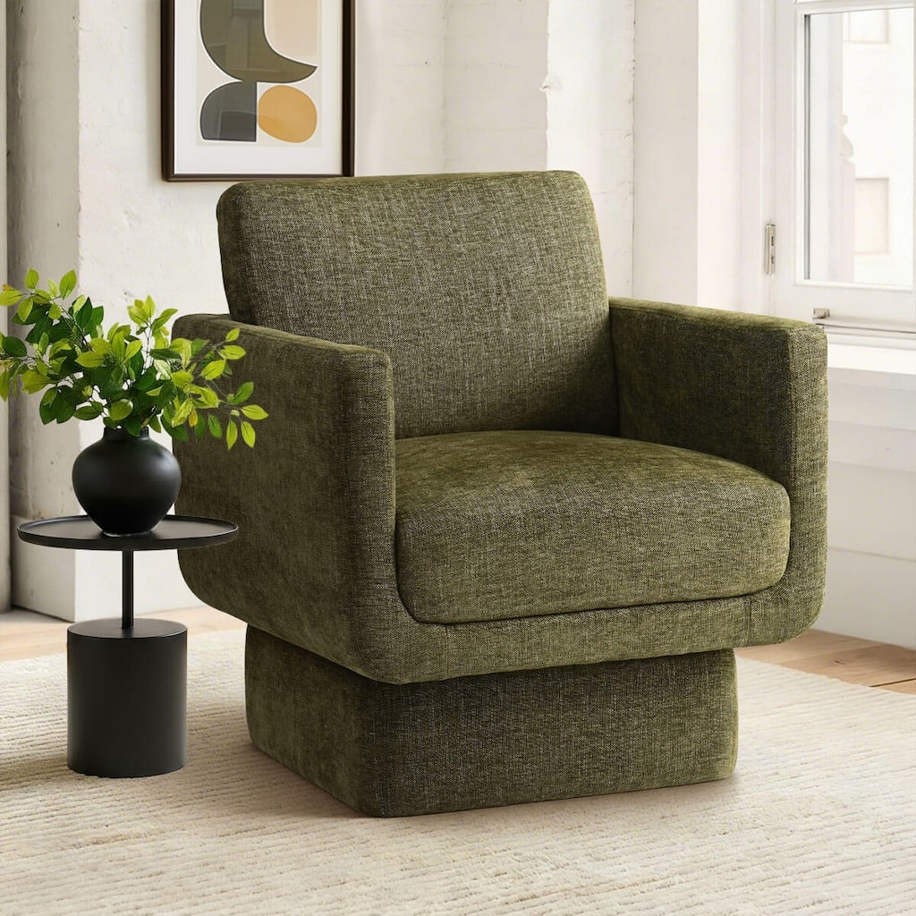 Upholstered Swivel Barrel Accent Chair