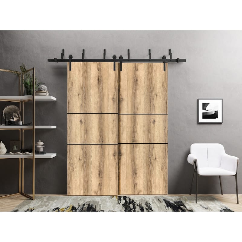 Barn Bypass Doors 72 x 80 Planum 0014 Oak with Sturdy 6.6ft