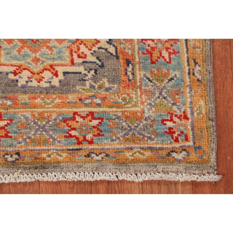 Gray Geometric Kazak Oriental Accent Foyer Rug Handmade Wool Carpet - 2'0"x 3'0"